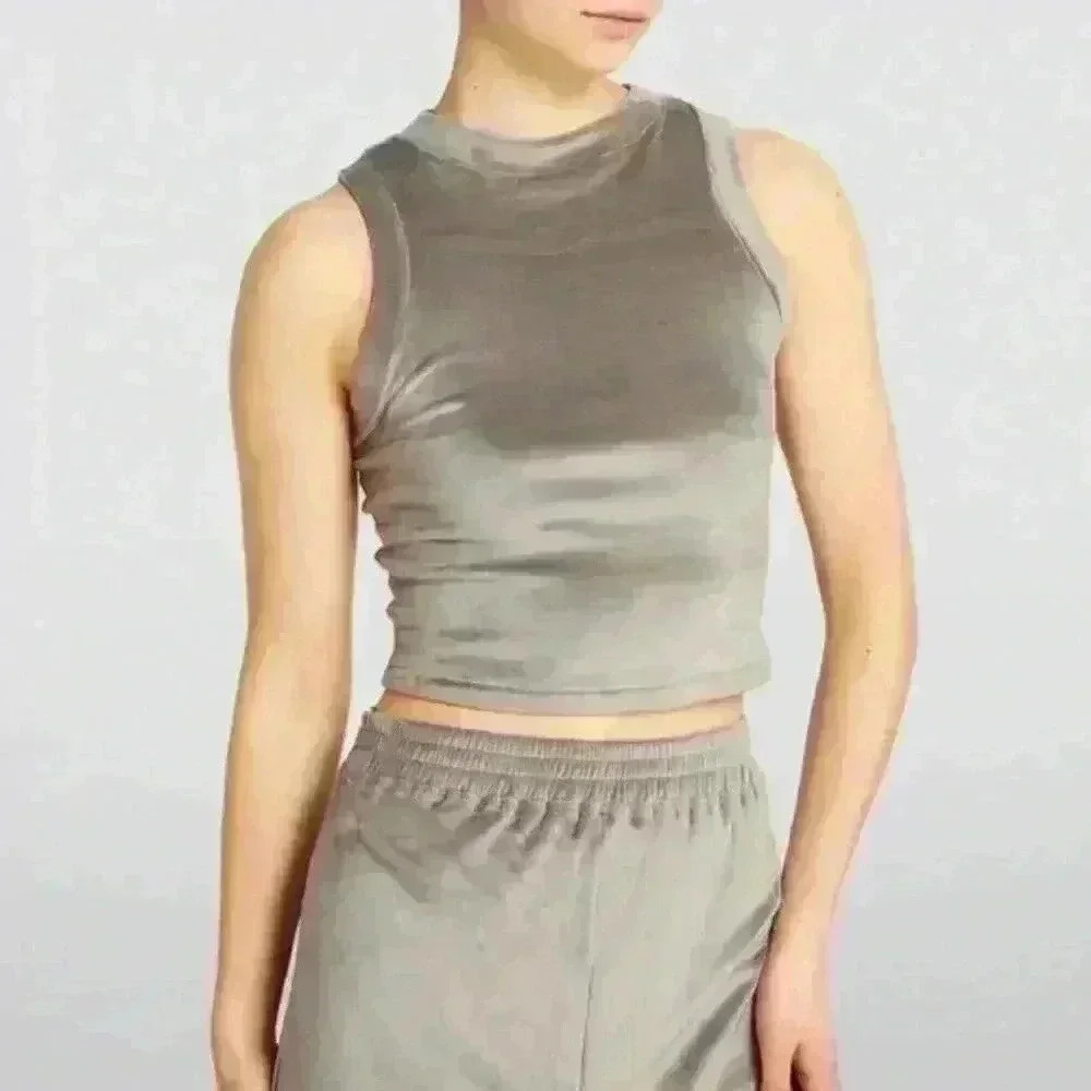 Skims NWTS Smoke Velour Crew Neck Sleeveless Pullover Tank Top Size XL